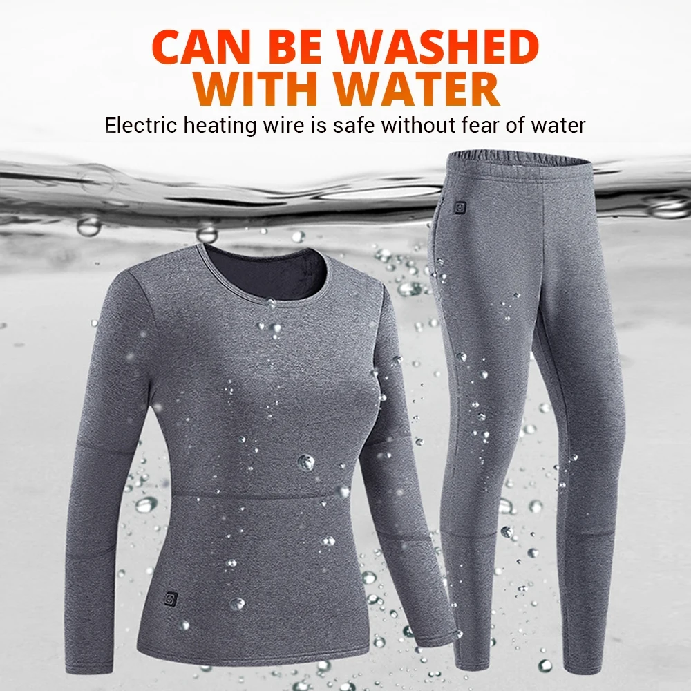 Winter Heated Underwear Set Women Men USB Electric Heating Jacket Outdoor Sports Thermal Underwear Electric Heated Equipment