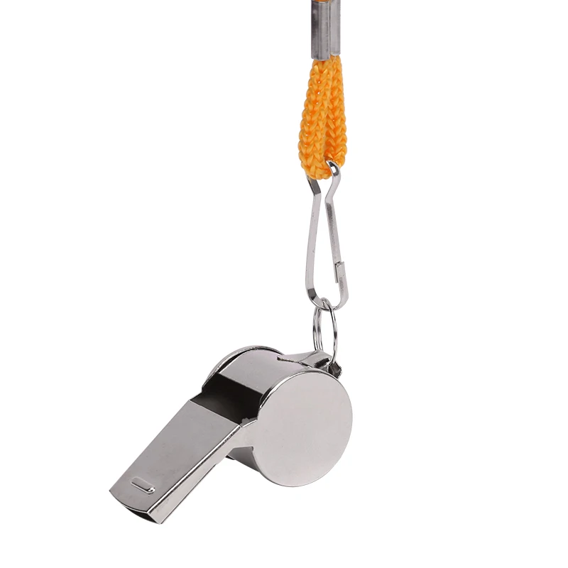 Metal Whistle Referee Sport Rugby Stainless Steel Whistles Football Team Sports Training Yellow Lanyard Whistle