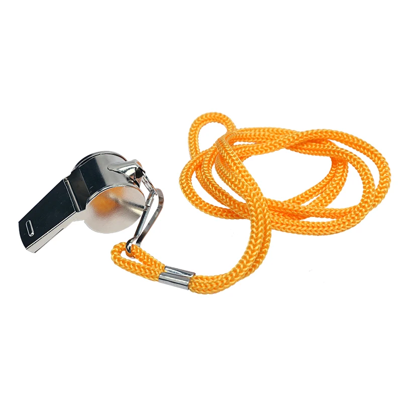 Metal Whistle Referee Sport Rugby Stainless Steel Whistles Football Team Sports Training Yellow Lanyard Whistle