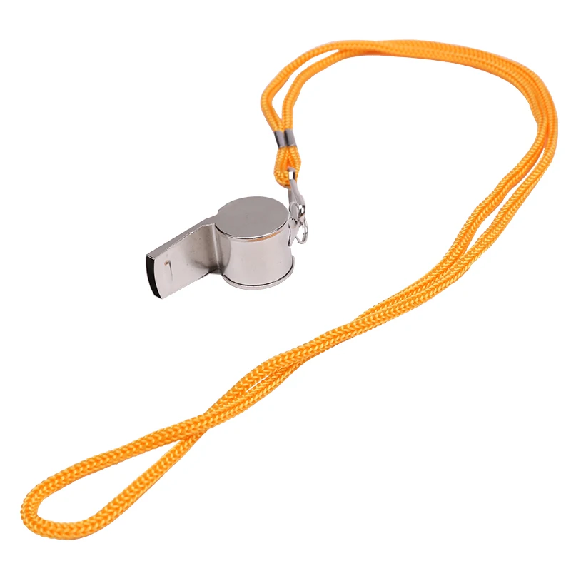 Metal Whistle Referee Sport Rugby Stainless Steel Whistles Football Team Sports Training Yellow Lanyard Whistle