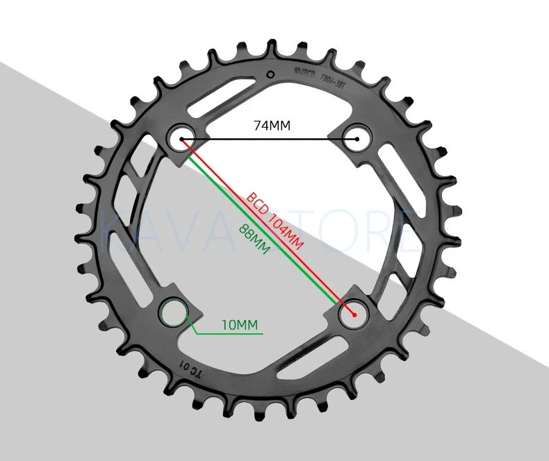 Prowheel Mountain Bike Round Sprocket 104BCD-32T 34T 36T 38T 40T Steel Plate Bike Chainring Compatible: 1X7/8/9/10/11/12 Speed