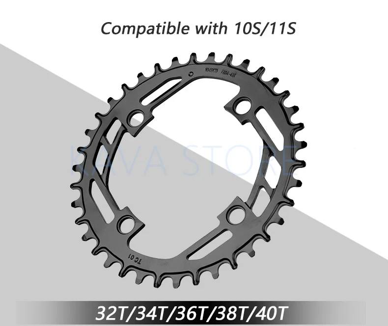 Prowheel Mountain Bike Round Sprocket 104BCD-32T 34T 36T 38T 40T Steel Plate Bike Chainring Compatible: 1X7/8/9/10/11/12 Speed