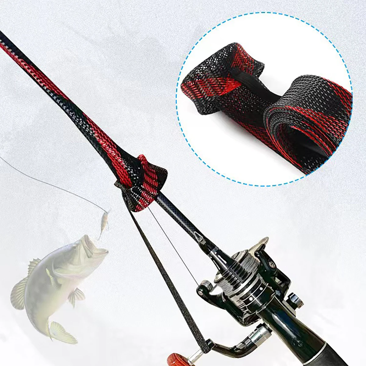 Fishing Rod Sock Fishing Rod Cover Fishing Rod Braided Net Protector Fishing Tool For Spinning Rods, Casting Rods, Ice Rods