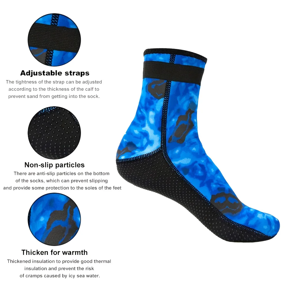 3mm Camouflage Diving Socks Neoprene Anti-Slip Water Socks Keep Warm Sand Socks Water Sport Swimming Surfing Diving Snorkeling