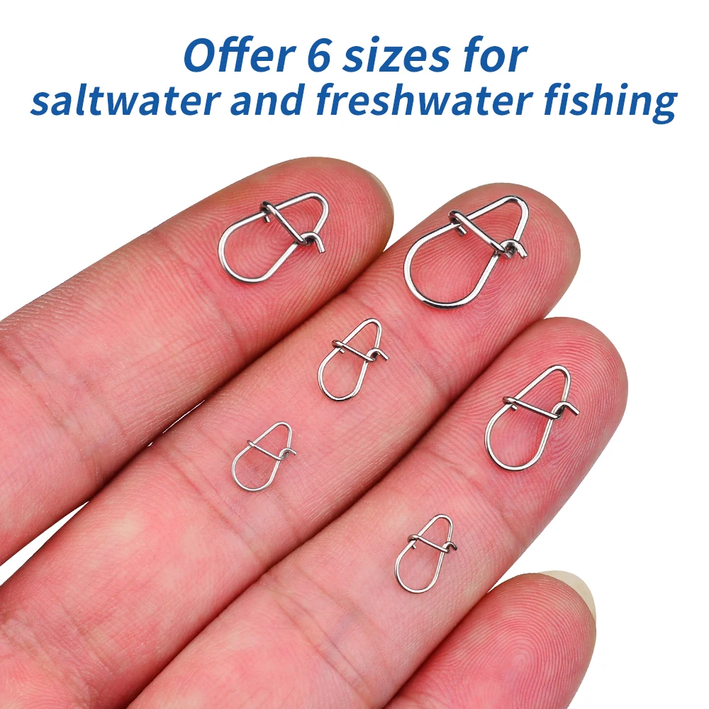 PROBEROS 200pcs Fishing Snap Lure 00#-4# Connector Fishing Clip Carabiner Snap Quick Change Snap Terminal Stainless Steel Tackle