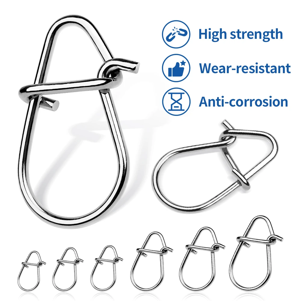 PROBEROS 200pcs Fishing Snap Lure 00#-4# Connector Fishing Clip Carabiner Snap Quick Change Snap Terminal Stainless Steel Tackle