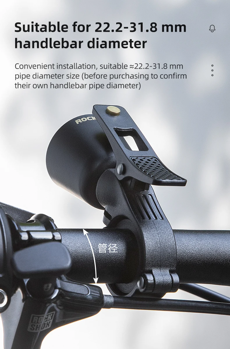 ROCKBROS Bicycle Bell MTB Mountain Road Bike Horn Bell Copper Warning High Decibel Clear Ring Bell Cycling Retro Crisp Bell