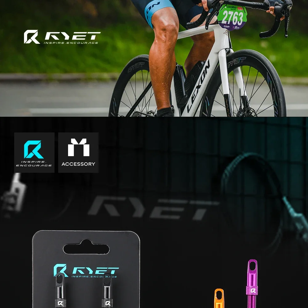 RYET Presta Tubeless Valves 44/60/70/80mm Tubeless Bike Valves for Road/MTB CNC Aluminum Valve Core Removable Sealant-Com