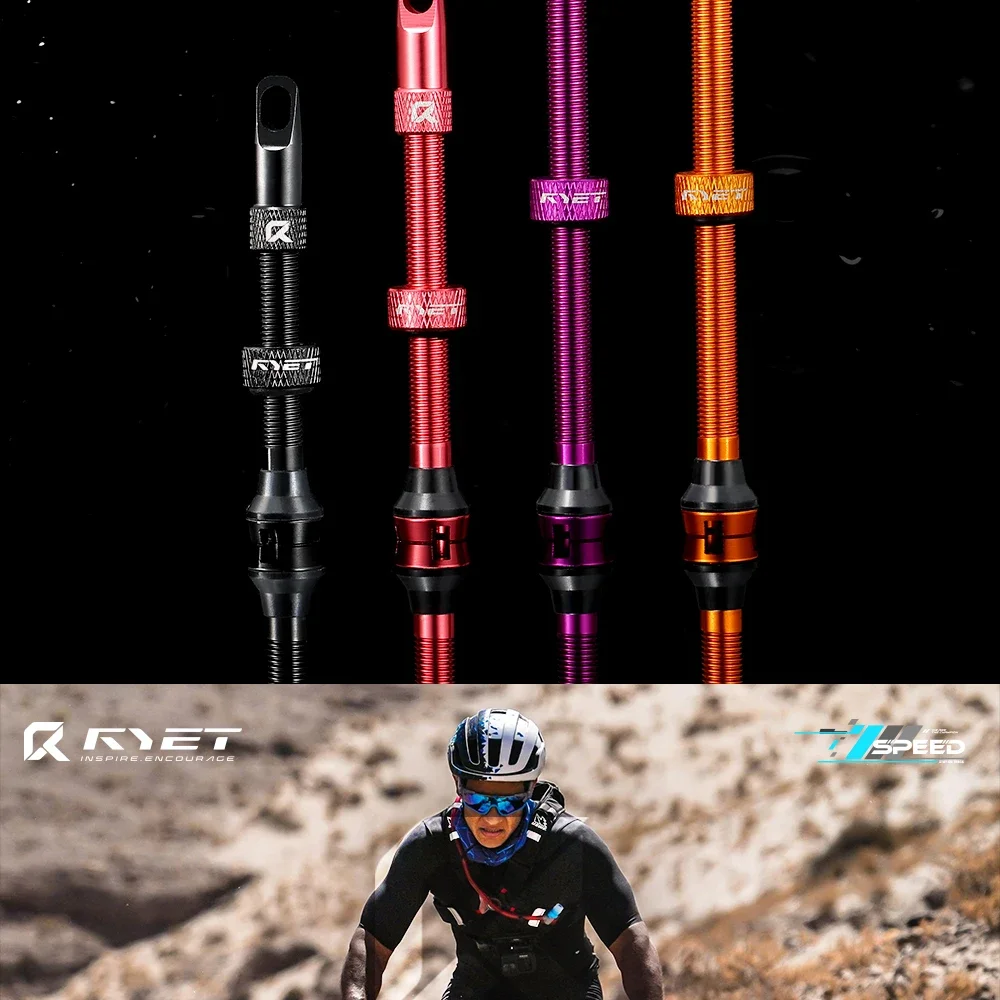 RYET Presta Tubeless Valves 44/60/70/80mm Tubeless Bike Valves for Road/MTB CNC Aluminum Valve Core Removable Sealant-Com