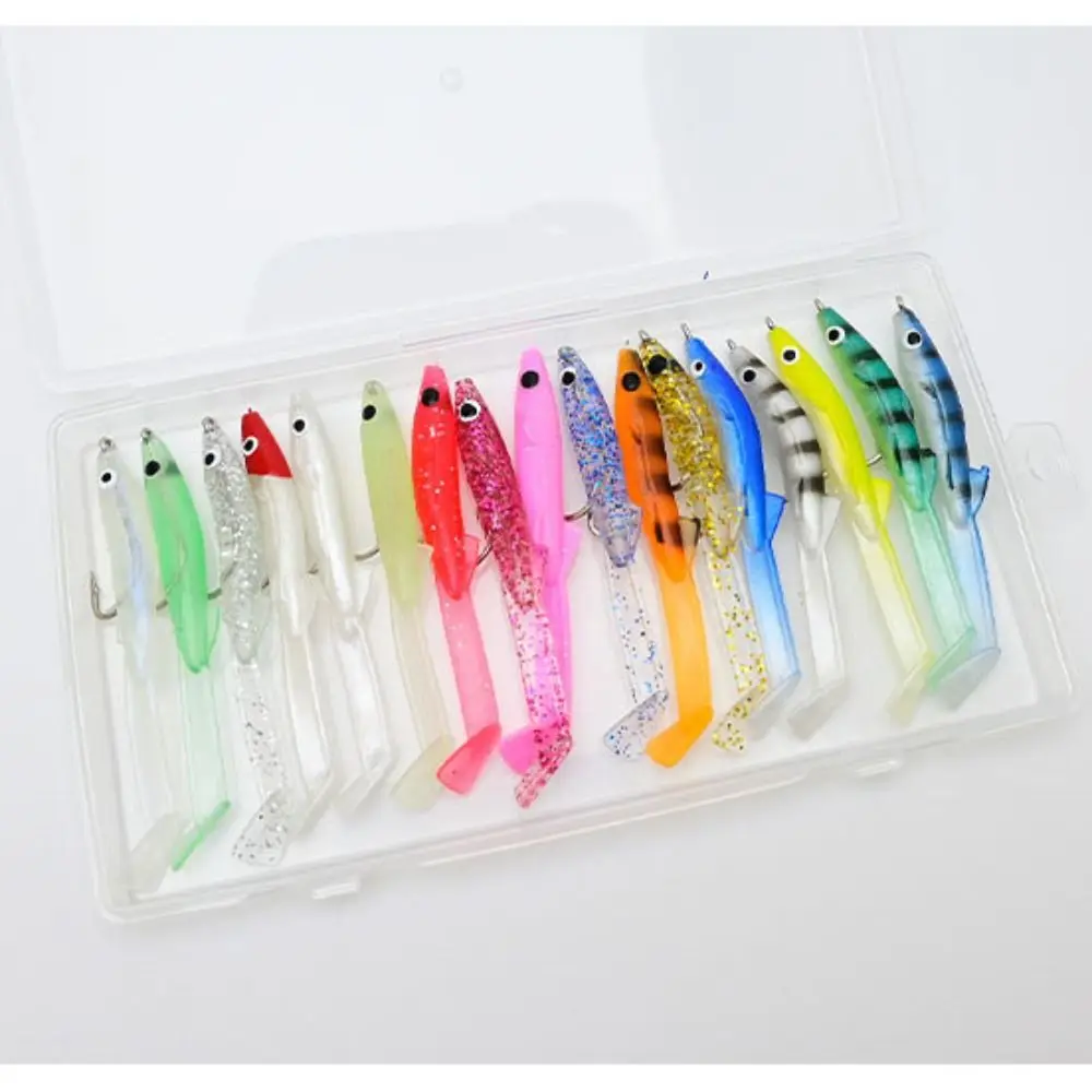 17pcs Mixed Color Raglou Sea Fishing Spinning Soft Lure Silicone Bait Shad Silicone Fishing Trolling Artificial Bait