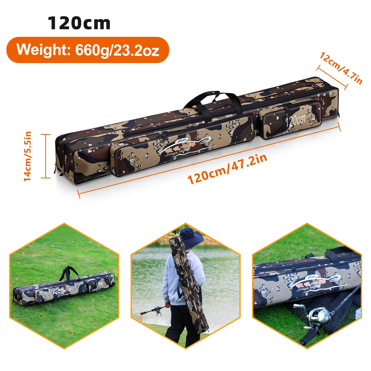 Sougayilang 80/120cm Fishing Rod Storage Bag Large Capacity Fishing Bag Fishing Gear Organizer Carp Fishing Bag Pesca