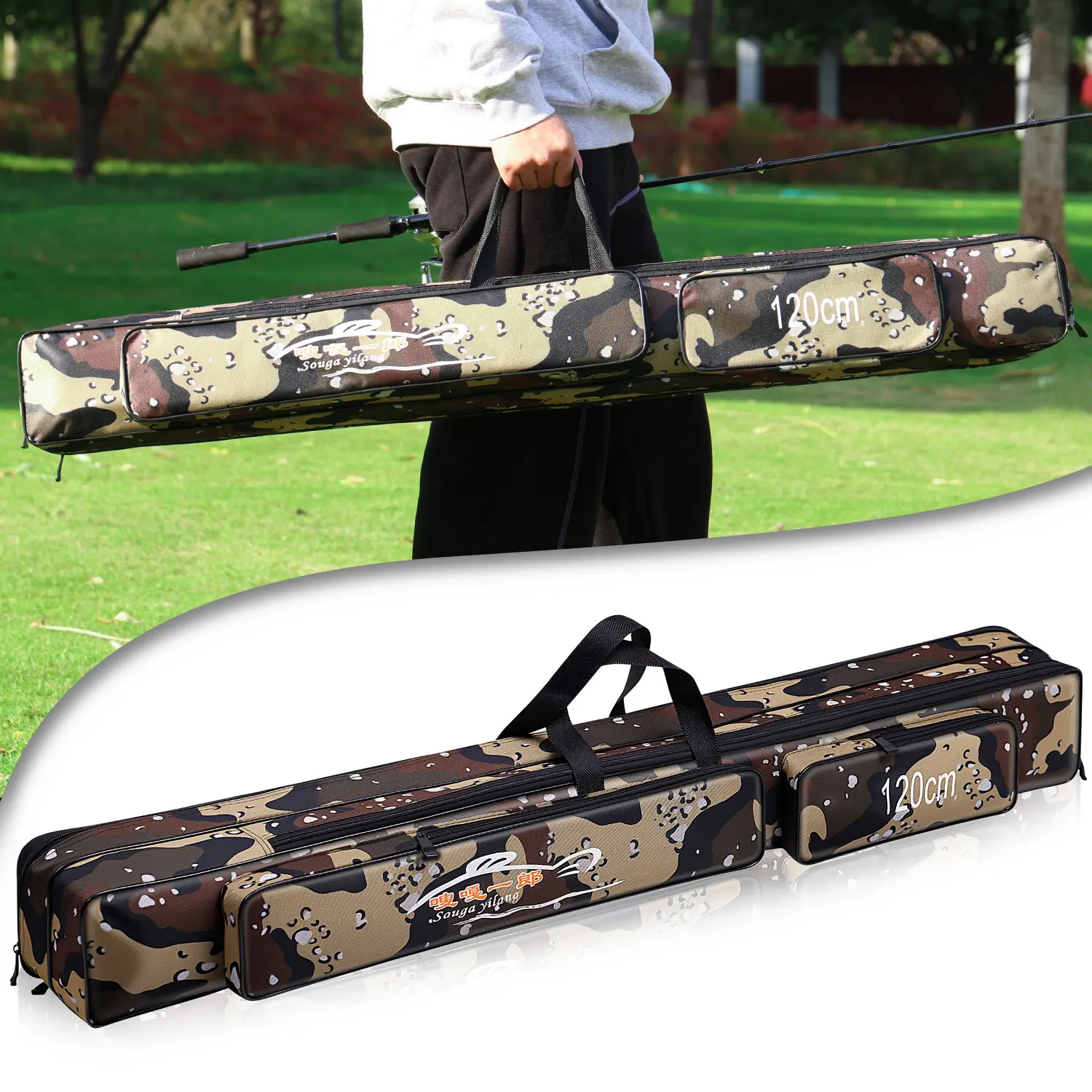 Sougayilang 80/120cm Fishing Rod Storage Bag Large Capacity Fishing Bag Fishing Gear Organizer Carp Fishing Bag Pesca