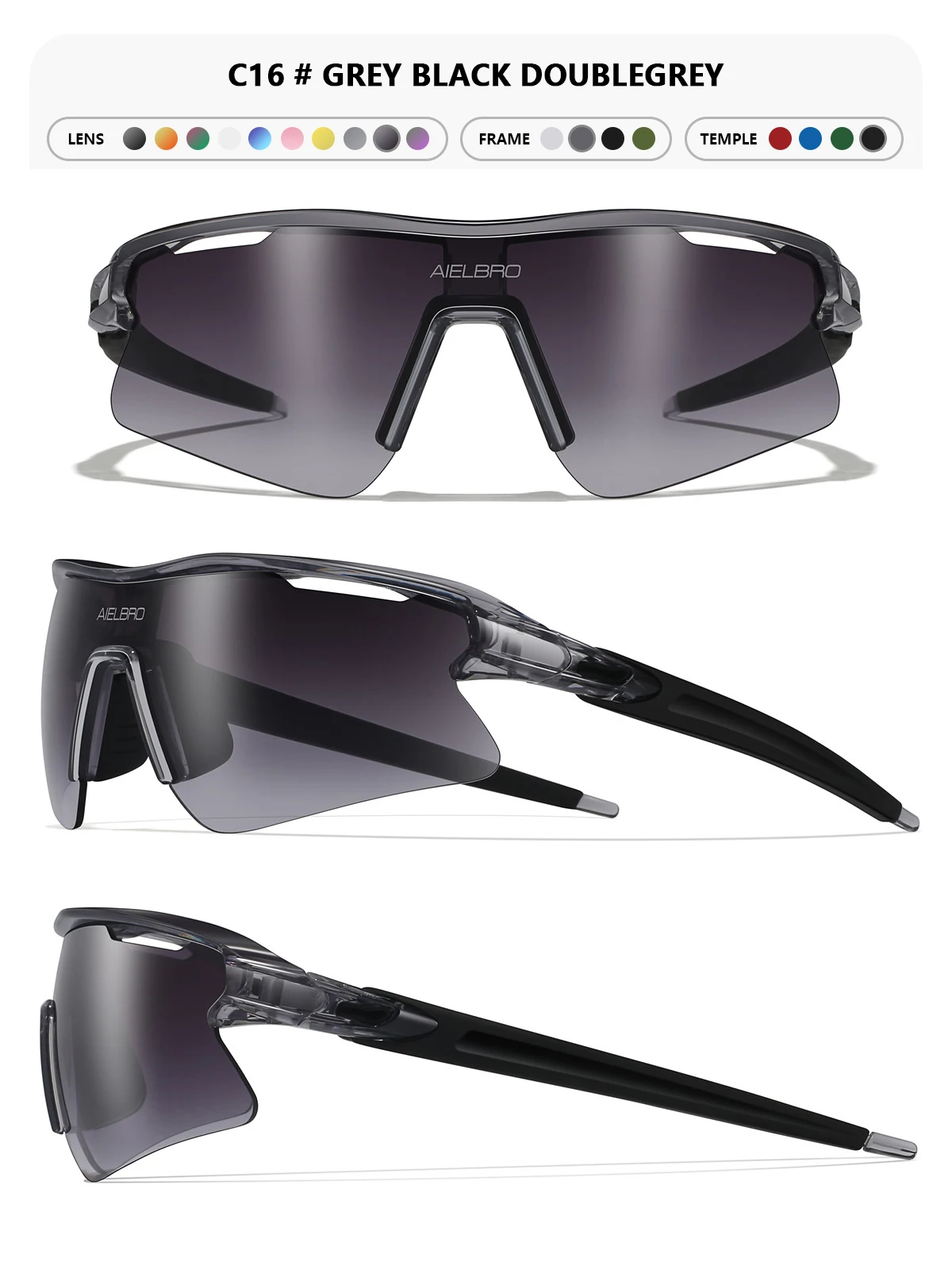 AIELBRO Sports Sunglasses for Men Women Cycling Running - UV400 Protection Bicycle Glasses for Road Bike & Outdoor Activities