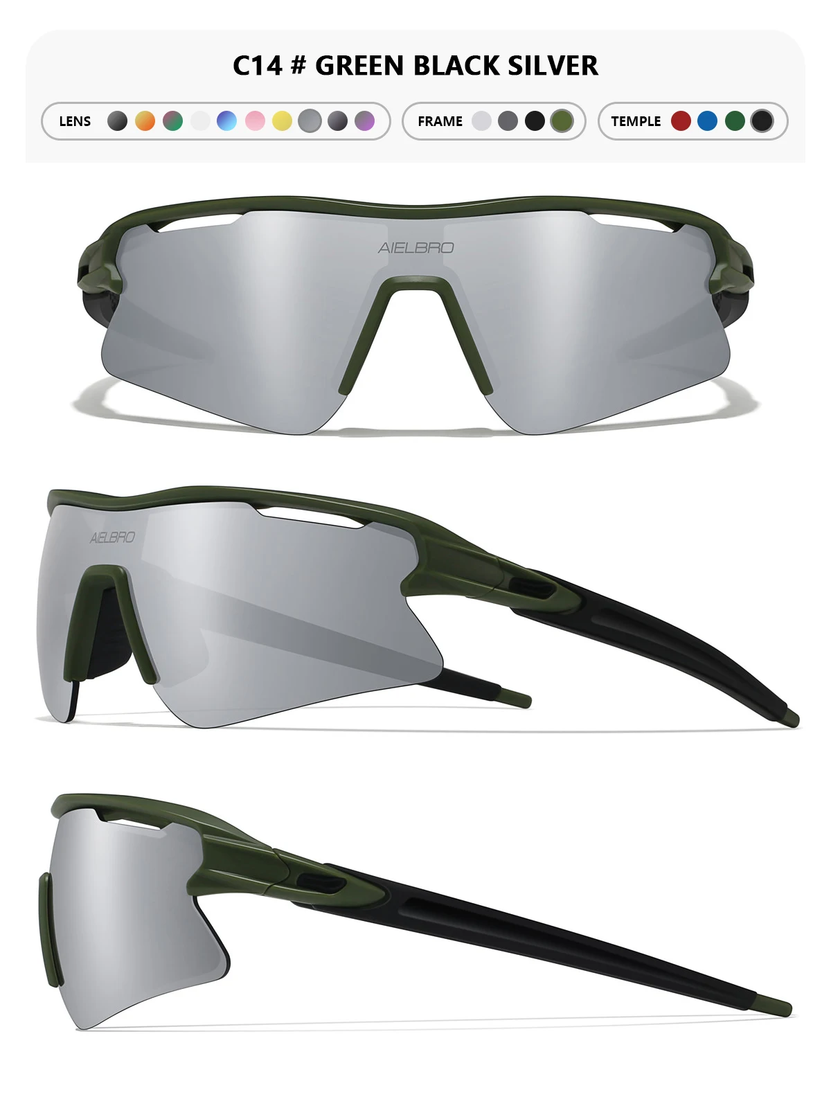 AIELBRO Sports Sunglasses for Men Women Cycling Running - UV400 Protection Bicycle Glasses for Road Bike & Outdoor Activities