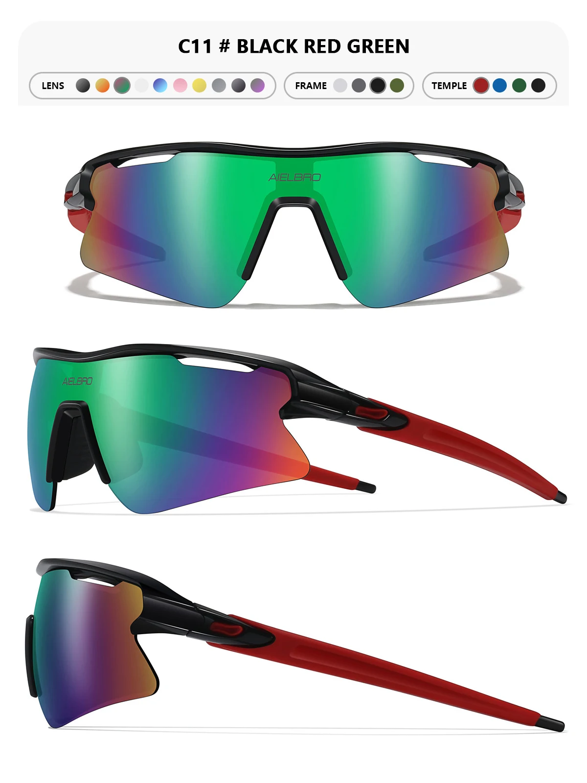 AIELBRO Sports Sunglasses for Men Women Cycling Running - UV400 Protection Bicycle Glasses for Road Bike & Outdoor Activities