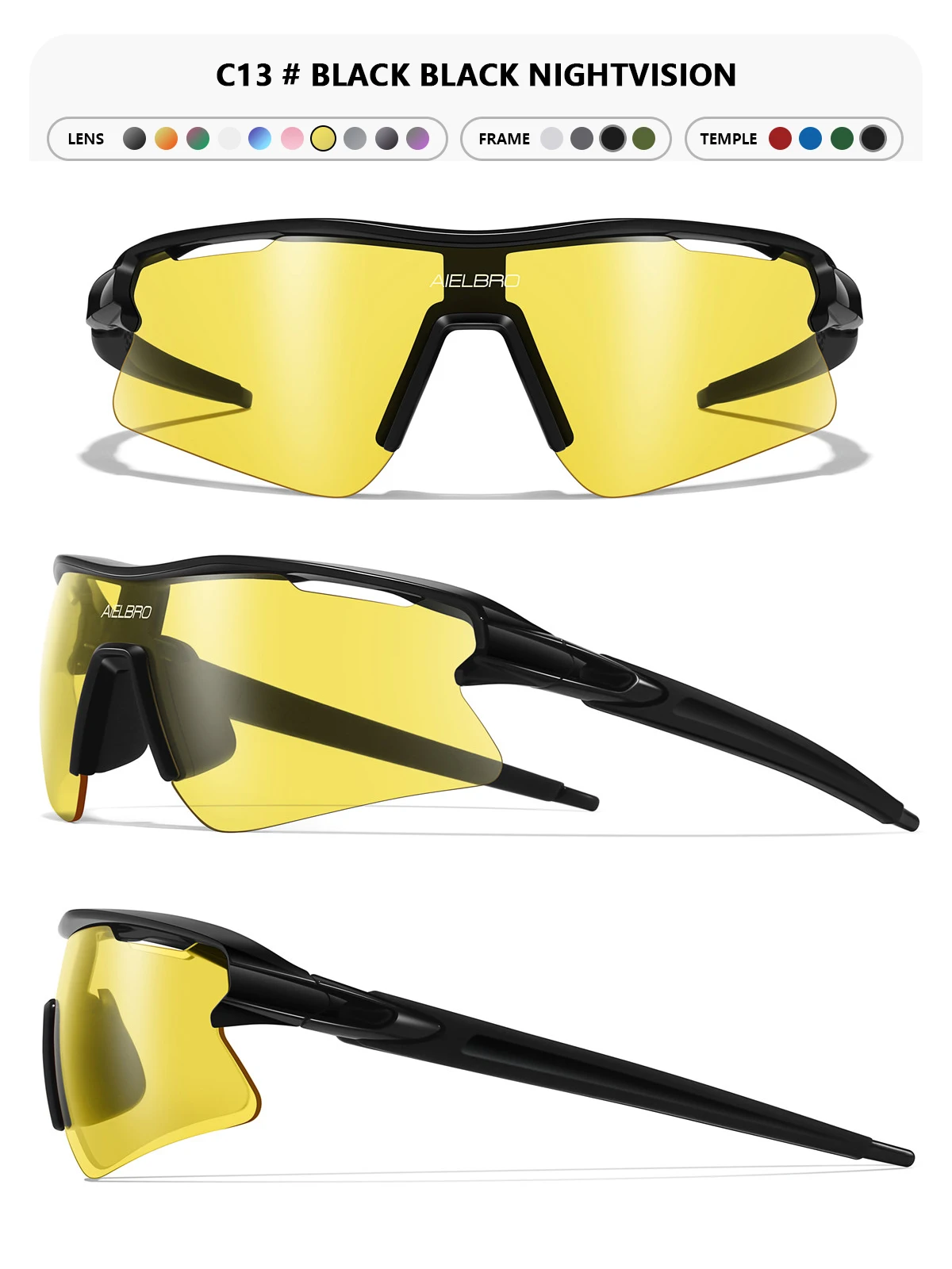 AIELBRO Sports Sunglasses for Men Women Cycling Running - UV400 Protection Bicycle Glasses for Road Bike & Outdoor Activities