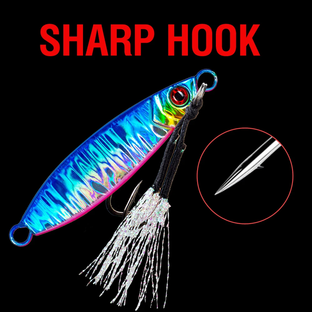 7Pcs Metal Jig Fishing Lure 14-100g Sinking Lure Bait Casting Lure with Assist Hooks for Sea Fishing