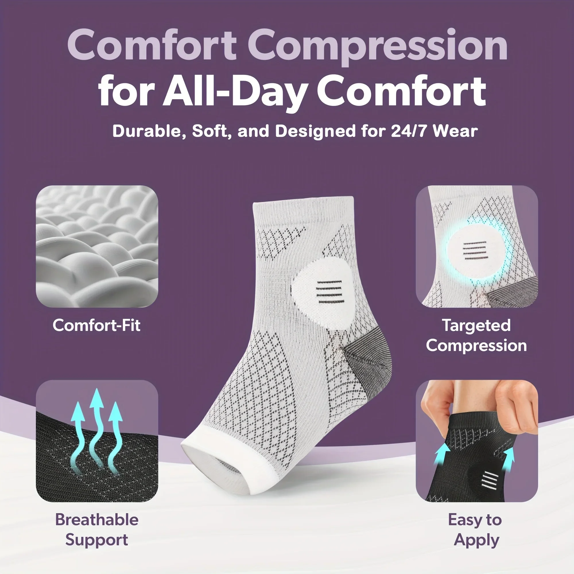 1Pair Ankle Foot Sleeves Compression Open Toe Elastic Breathable Socks Relief Sleeve Sports Running Fitness Foot Protection