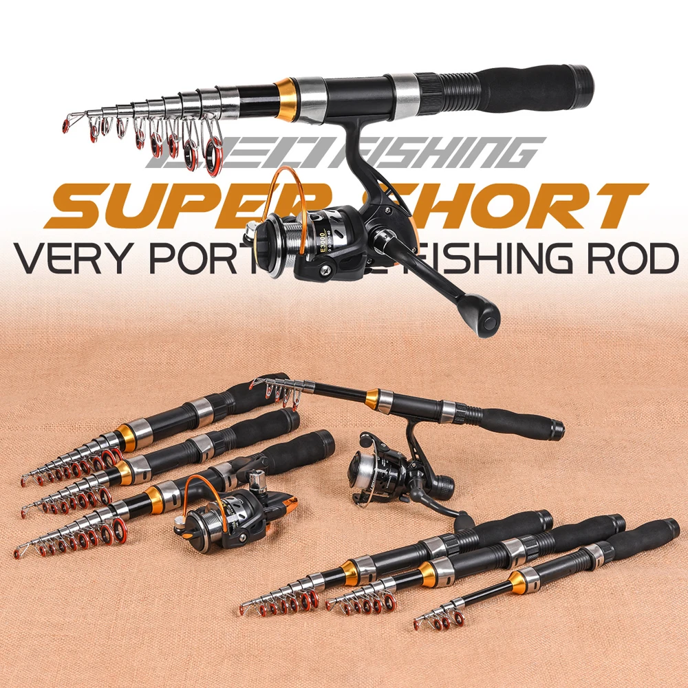 Ultra Short Mini Ice Fishing Rod Telescopic 1M-2.3M Pocket Travel Pole for Lure Fish in Saltwater Freshwater Winter