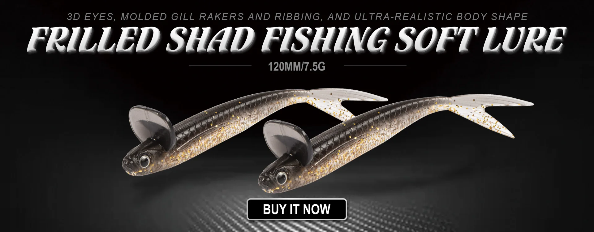 D1 Fishing NEW 120mm 7.5g Dep Frilled Shad Soft Bait With Tail Lip Freshwater Lure Artificial Rolling Action For Bass Perch