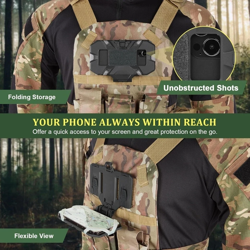 Outdoor Tactical MOLLE Folding Navigation Board Airsoft Map Case Admin Panel Mobile Phone Holder for Size 4.7-6.7in