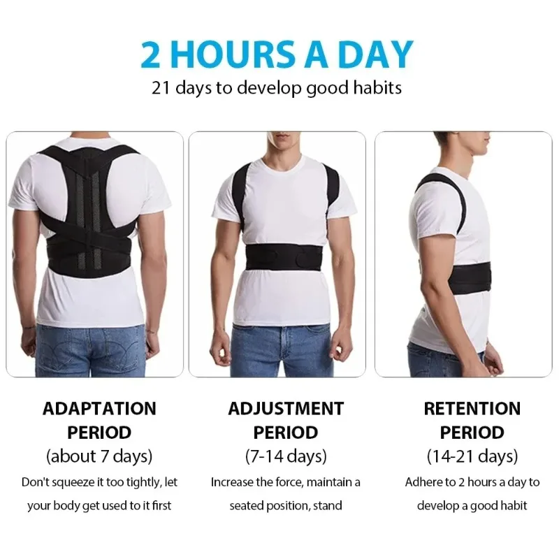 Reinforced Posture Corrector Vest, Adjustable Back Support Brace for Lumbar Spine, Shoulder Neck Stretcher Trainer for Men Women