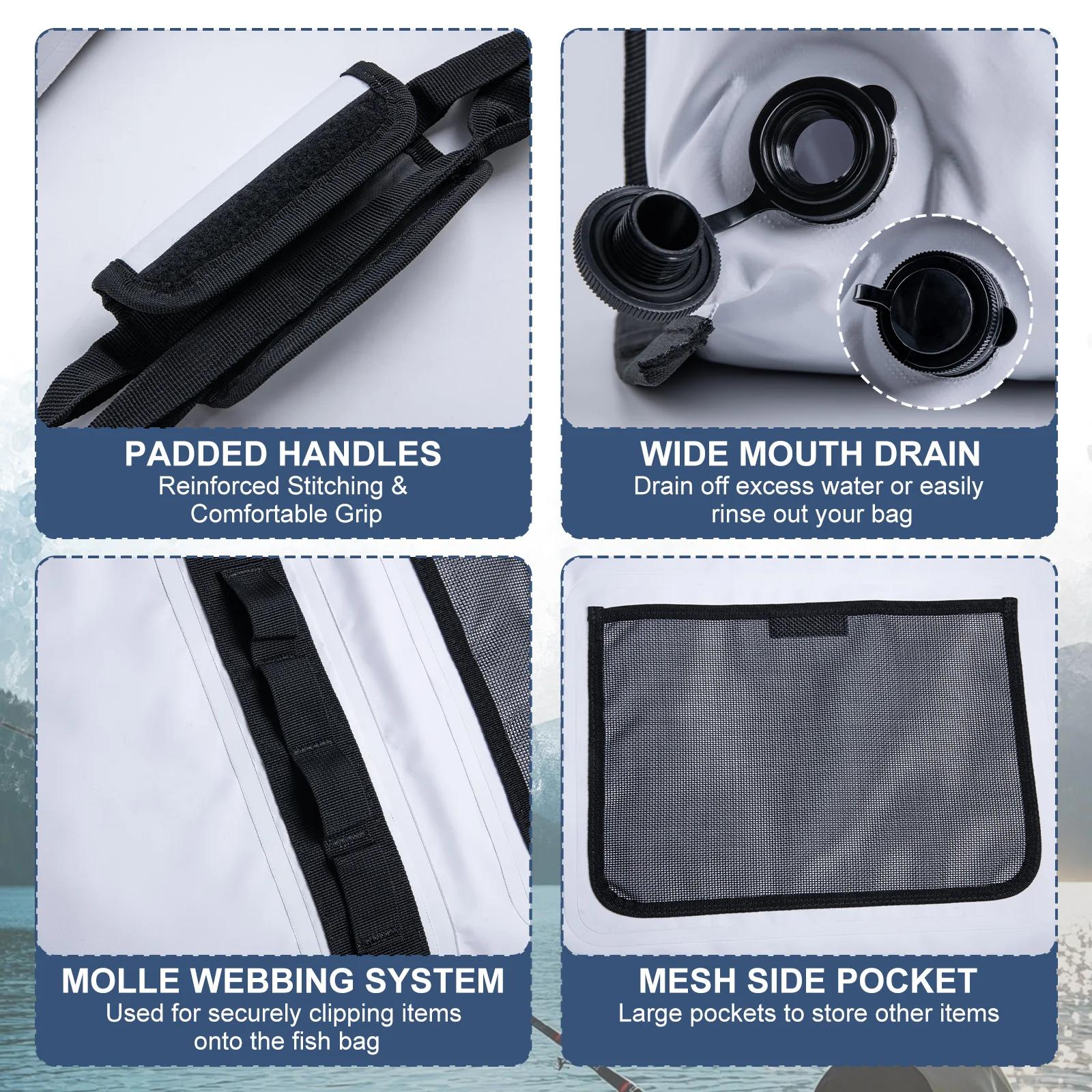 Goture Sea Fishing Live Fish Insulated Cooler Bag Waterproof Fish Bag Fishing Cooler Bag Freshness 72 Hour Retention Collapsible