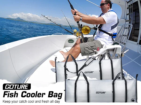 Goture Sea Fishing Live Fish Insulated Cooler Bag Waterproof Fish Bag Fishing Cooler Bag Freshness 72 Hour Retention Collapsible
