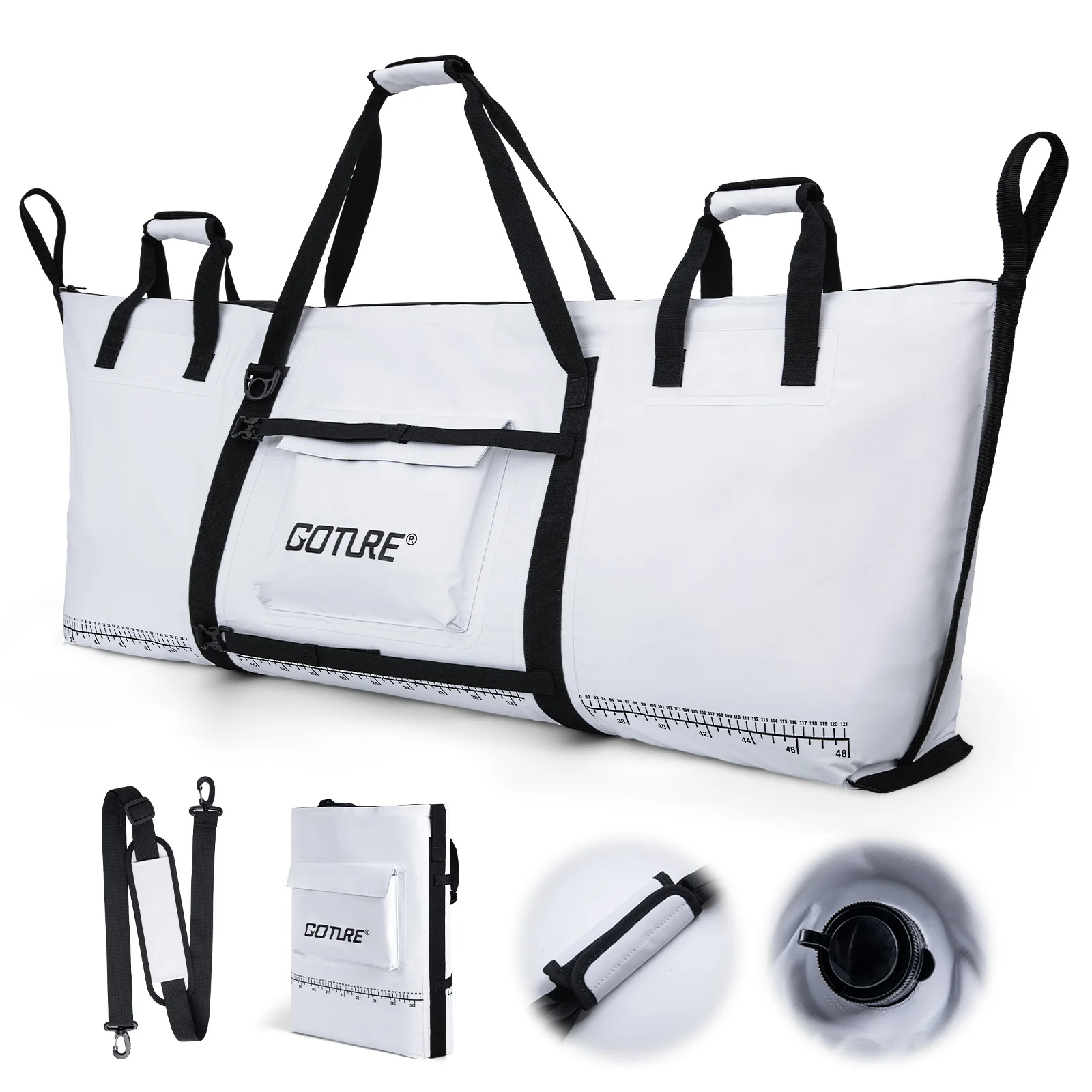 Goture Sea Fishing Live Fish Insulated Cooler Bag Waterproof Fish Bag Fishing Cooler Bag Freshness 72 Hour Retention Collapsible