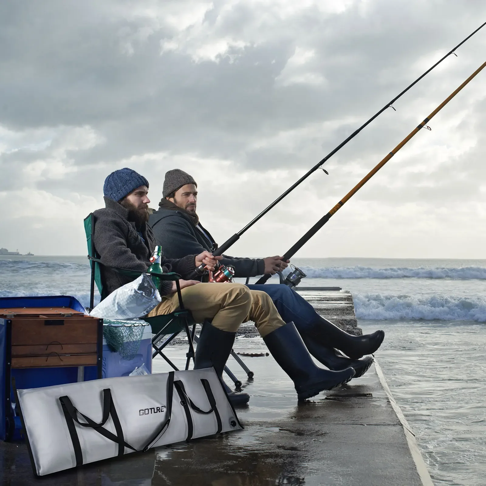 Goture Sea Fishing Live Fish Insulated Cooler Bag Waterproof Fish Bag Fishing Cooler Bag Freshness 72 Hour Retention Collapsible