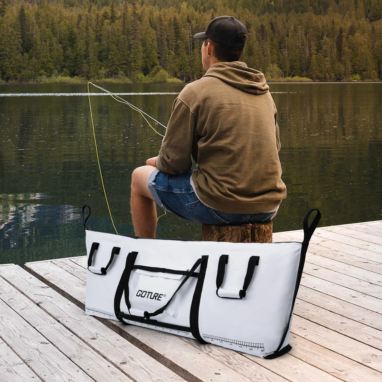 Goture Sea Fishing Live Fish Insulated Cooler Bag Waterproof Fish Bag Fishing Cooler Bag Freshness 72 Hour Retention Collapsible