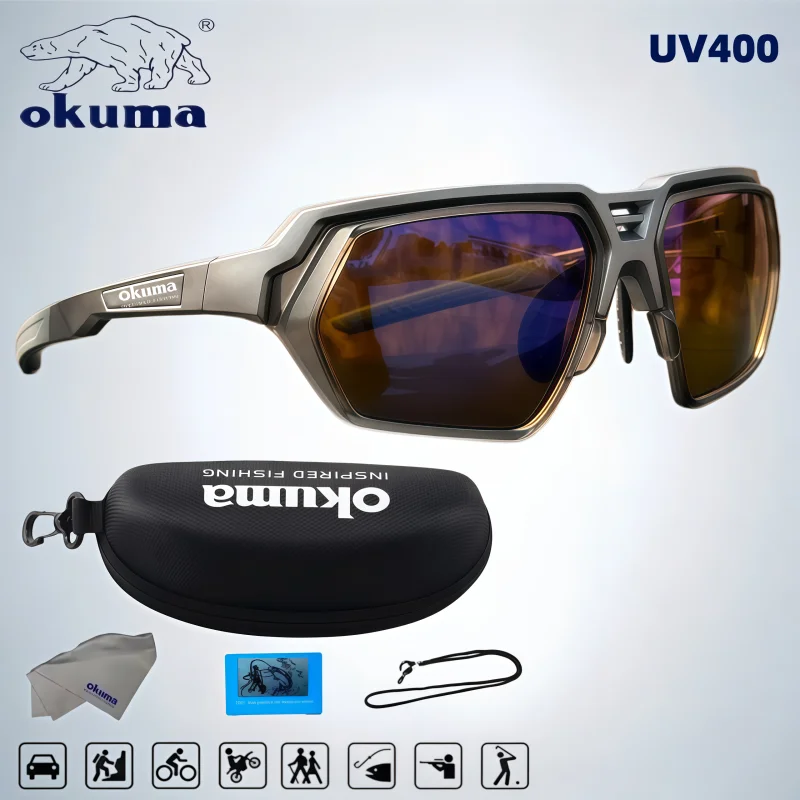 Okuma Fashion High End Polarized Fishing Glasses 5-Piece Set UV400, Anti Stray Light Clear Field of View