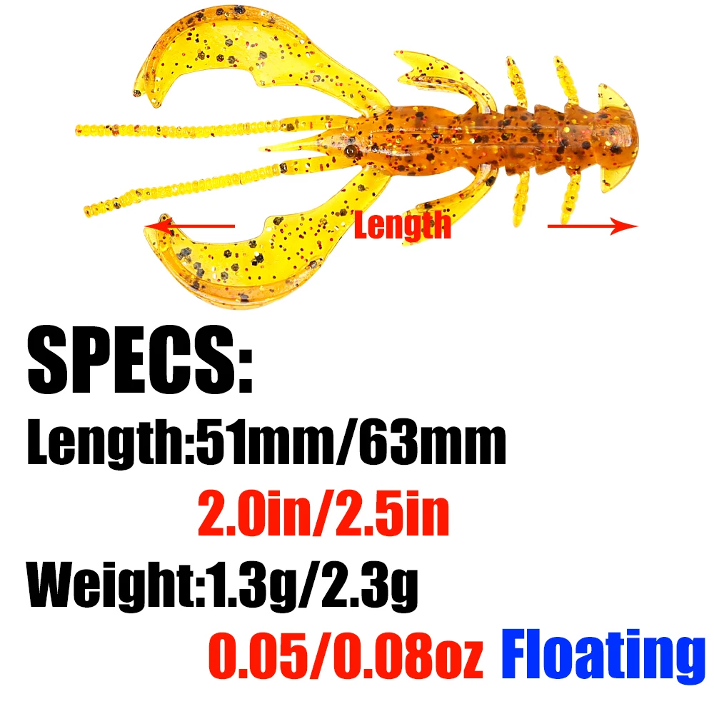 PEAK 51mm/63mm Floating Crazy Lures Soft Lure Fishing Lures shrimp Lobster Soft Plastic Lure Fishing Lures