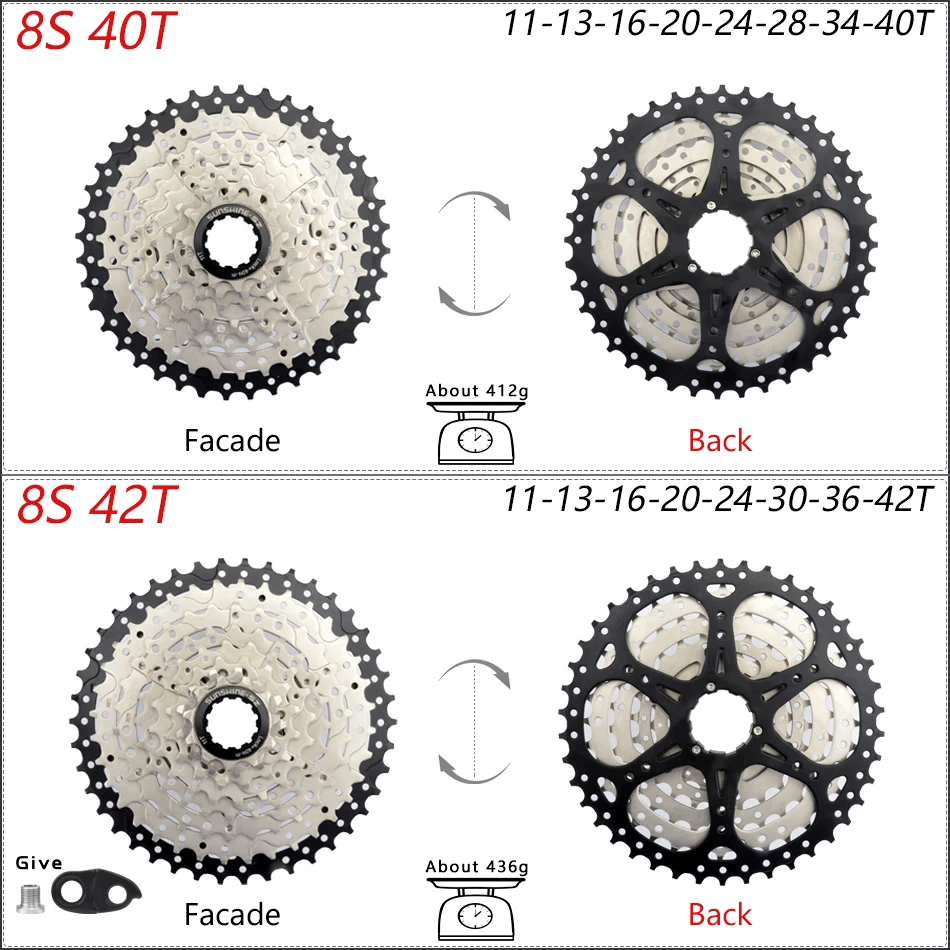 SUNSHINE Bicycle Cassette 8/9/10/11/12Speed Freewheel HG Structure Sprocket 32/36T/40T/42T/46T/50T/52T Flywheel For SHIMANO/SRAM