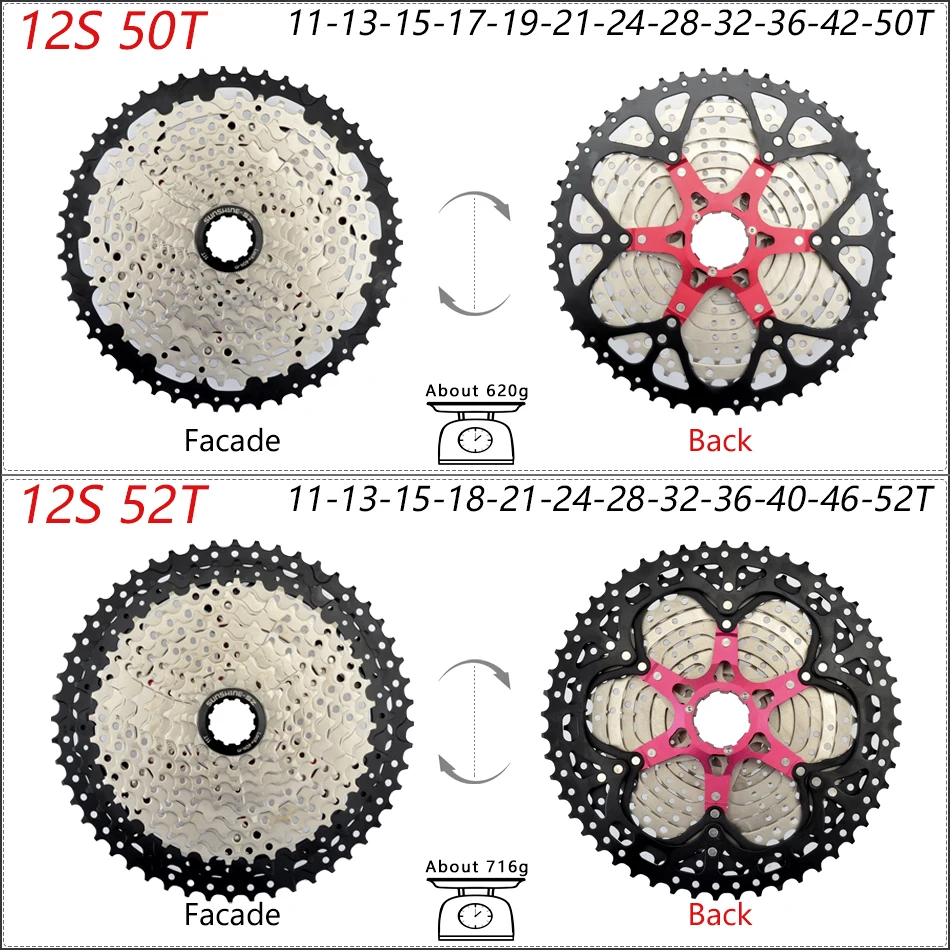 SUNSHINE Bicycle Cassette 8/9/10/11/12Speed Freewheel HG Structure Sprocket 32/36T/40T/42T/46T/50T/52T Flywheel For SHIMANO/SRAM