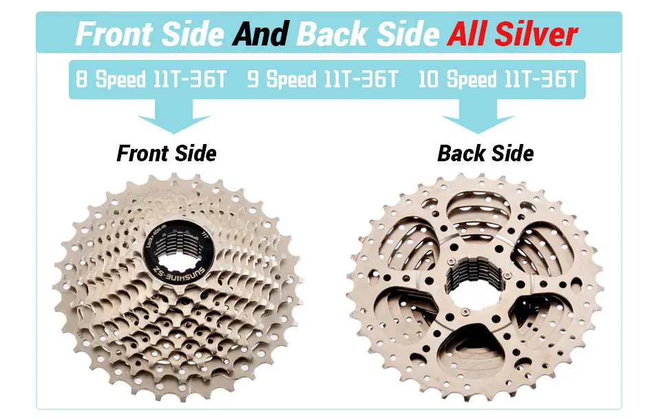 SUNSHINE Bicycle Cassette 8/9/10/11/12Speed Freewheel HG Structure Sprocket 32/36T/40T/42T/46T/50T/52T Flywheel For SHIMANO/SRAM