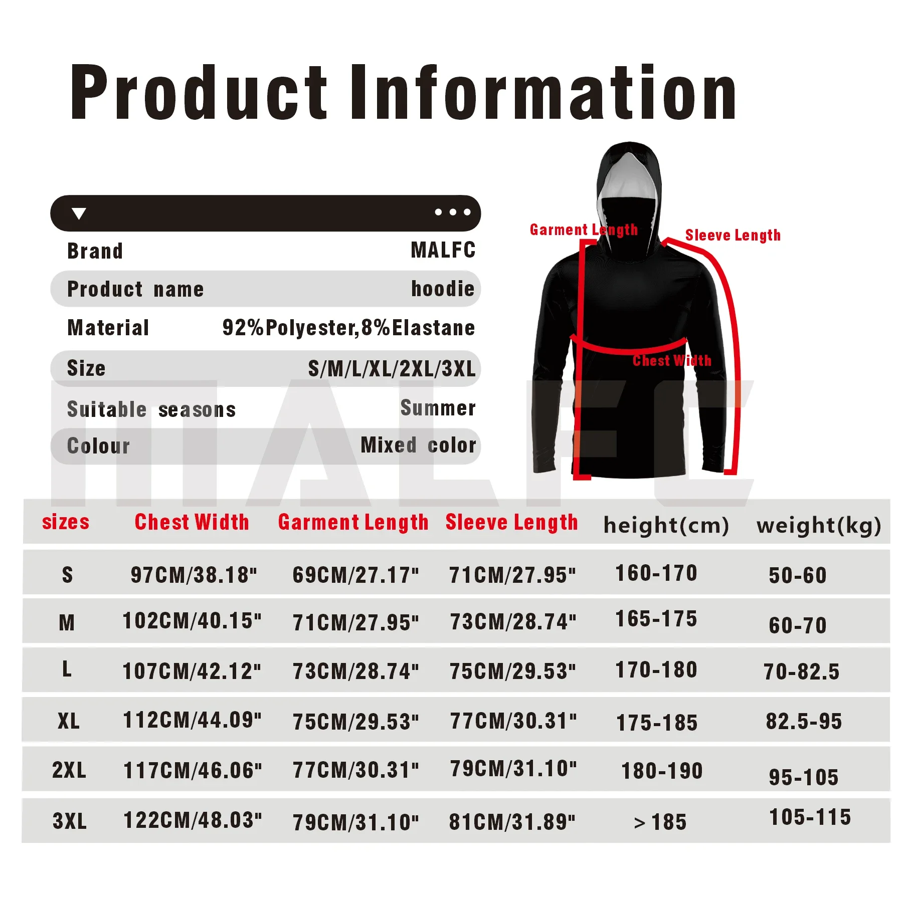 MALFC Men Hood Fishing Shirt long sleeve fishing t shirt uv protection Fishing Apparel