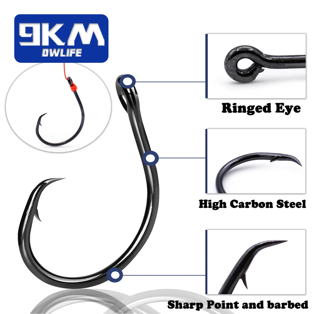 Inline Circle Hooks Saltwater Fishing Catfish Hooks 25~100Pcs Wide Gap Non-Offset for Bass Salmon Striped Fishing Circle Hooks