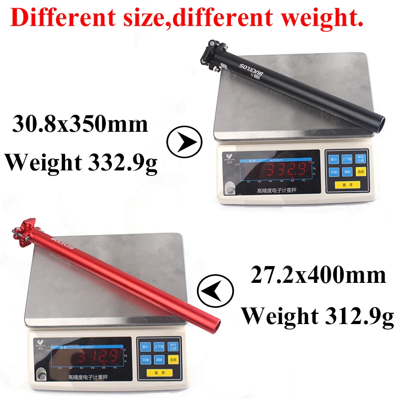 BUCKLOS 350/400mm Bicycle Seatpost 27.2/30.8/31.6mm Bike Seat Tube Aluminum Alloy Road MTB Saddle Post Durable Bike Saddle Tube