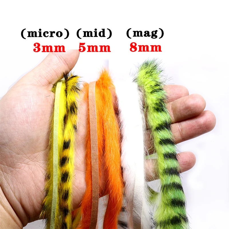 Royal Sissi 3strips Total One Meter Pack Fly Tying Zonker Rabbit Strips 3/5/8mm Zonker Pelt for Tying Zonker Streamer Fly Lure