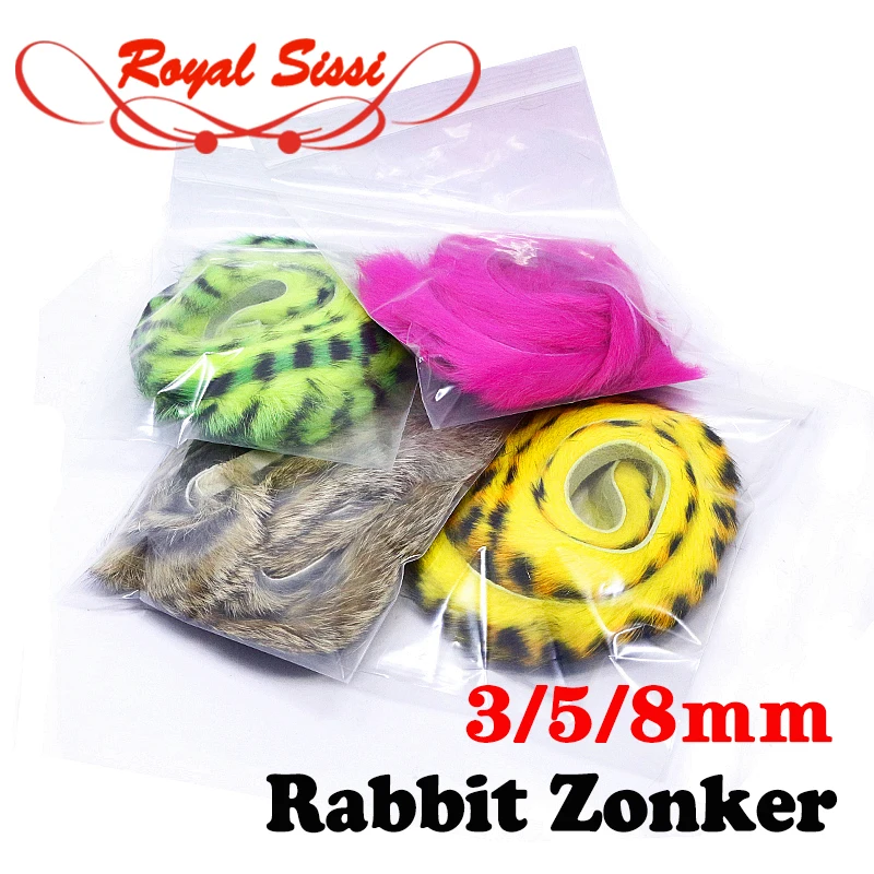 Royal Sissi 3strips Total One Meter Pack Fly Tying Zonker Rabbit Strips 3/5/8mm Zonker Pelt for Tying Zonker Streamer Fly Lure