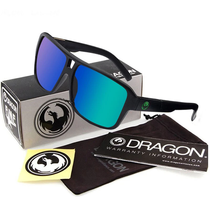 BRAND DESIGN Dragon Cycling Glasses Men Vintage Square Cycling Sun Glasses for Men Male Mirror MTB Cycling Driving Goggle Gafas