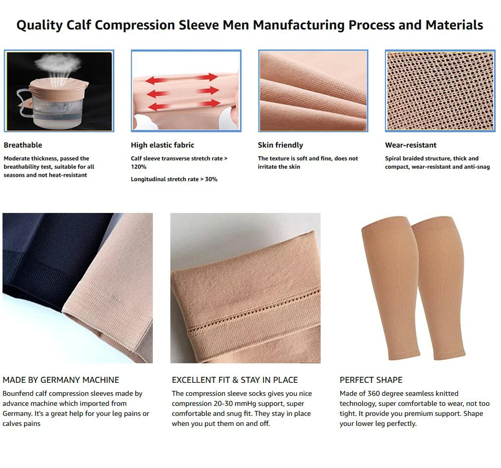 Medical Calf Compression Sleeve 30-40mmhg Men Women Footless Calves Compression Sleeves Varicose Veins