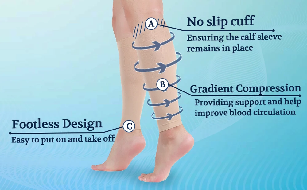 Medical Calf Compression Sleeve 30-40mmhg Men Women Footless Calves Compression Sleeves Varicose Veins