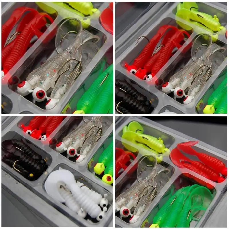 21Pcs/Set Fishing Lures Set Artificial Swimbait Metal Jig Spoons Soft Lure Fishing Silicone Bait Fishing Tackle Accessories