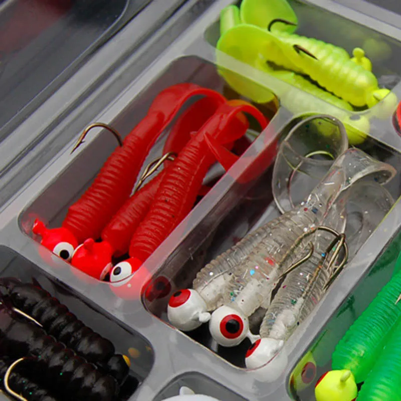 21Pcs/Set Fishing Lures Set Artificial Swimbait Metal Jig Spoons Soft Lure Fishing Silicone Bait Fishing Tackle Accessories