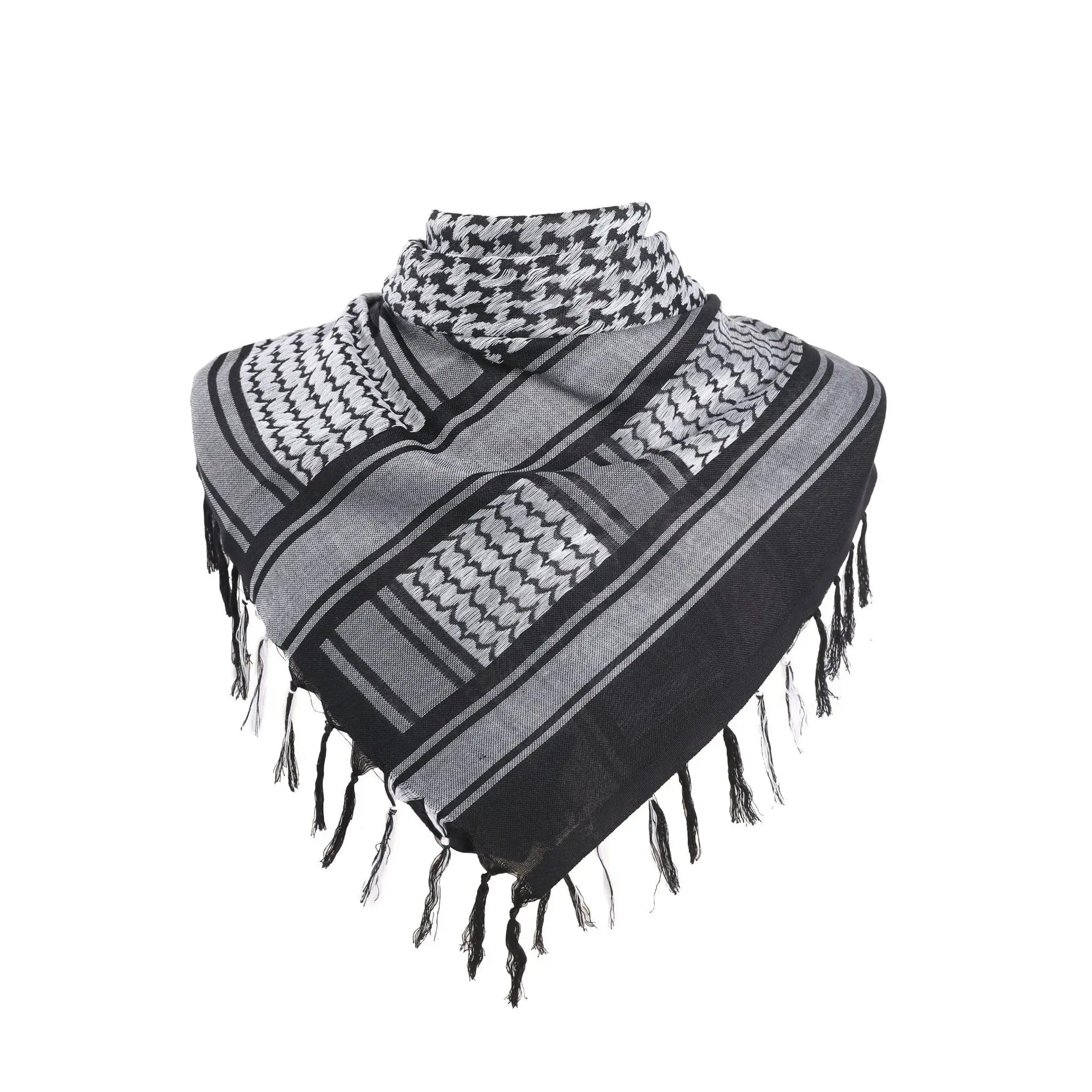 Hot sale Arab Keffiyeh Shemagh Scarf Cotton Winter Shawl Neck Warmer Cover Head Wrap Windproof Tactical Camping Scarf Men Women