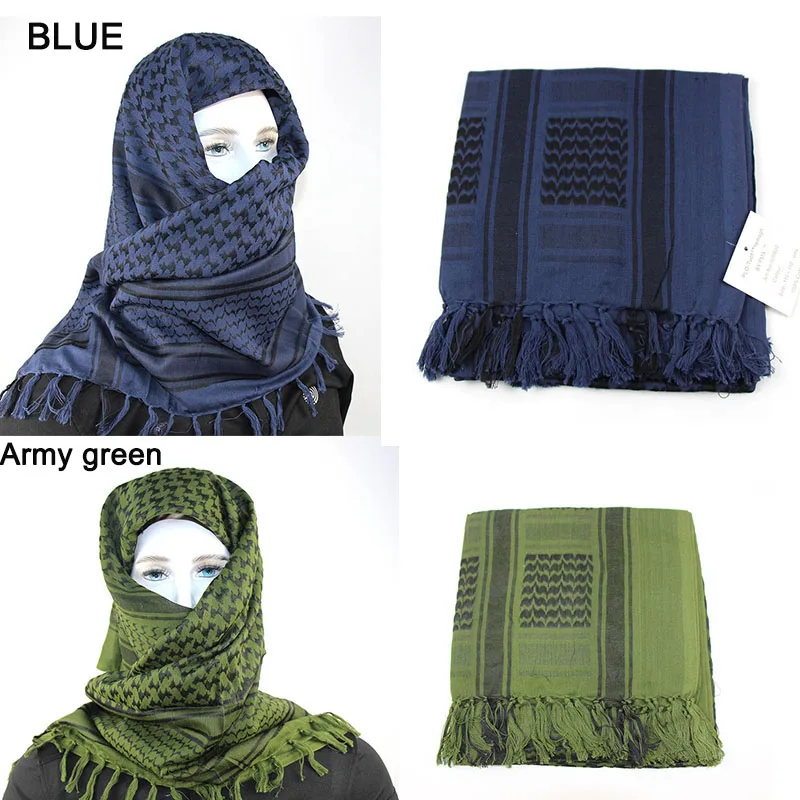 Hot sale Arab Keffiyeh Shemagh Scarf Cotton Winter Shawl Neck Warmer Cover Head Wrap Windproof Tactical Camping Scarf Men Women
