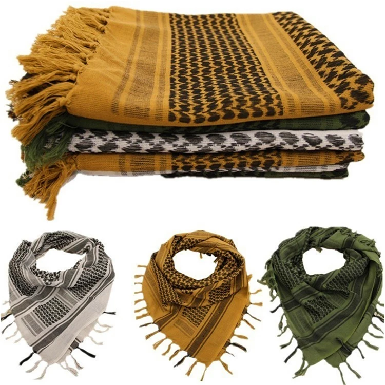 Hot sale Arab Keffiyeh Shemagh Scarf Cotton Winter Shawl Neck Warmer Cover Head Wrap Windproof Tactical Camping Scarf Men Women