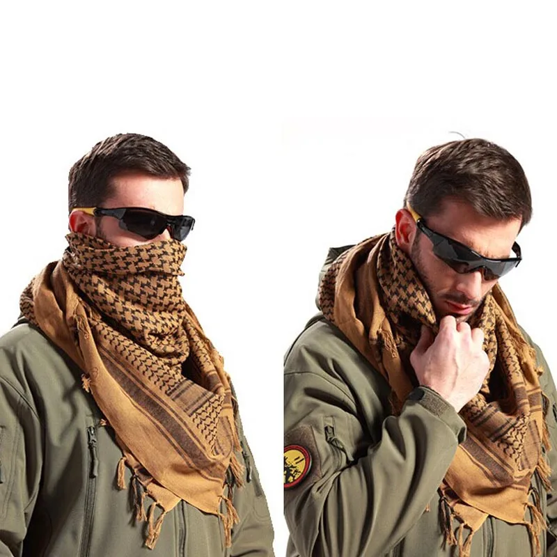 Hot sale Arab Keffiyeh Shemagh Scarf Cotton Winter Shawl Neck Warmer Cover Head Wrap Windproof Tactical Camping Scarf Men Women
